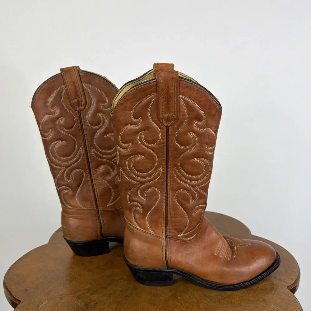 Iron Age Brown Leather Western Boots Contrast Stitching Men's 6 Work Boots